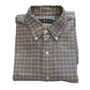 Ralph Lauren Mens Button Down Shirt Large Plaid Cotton Long Sleeve Classic Fit